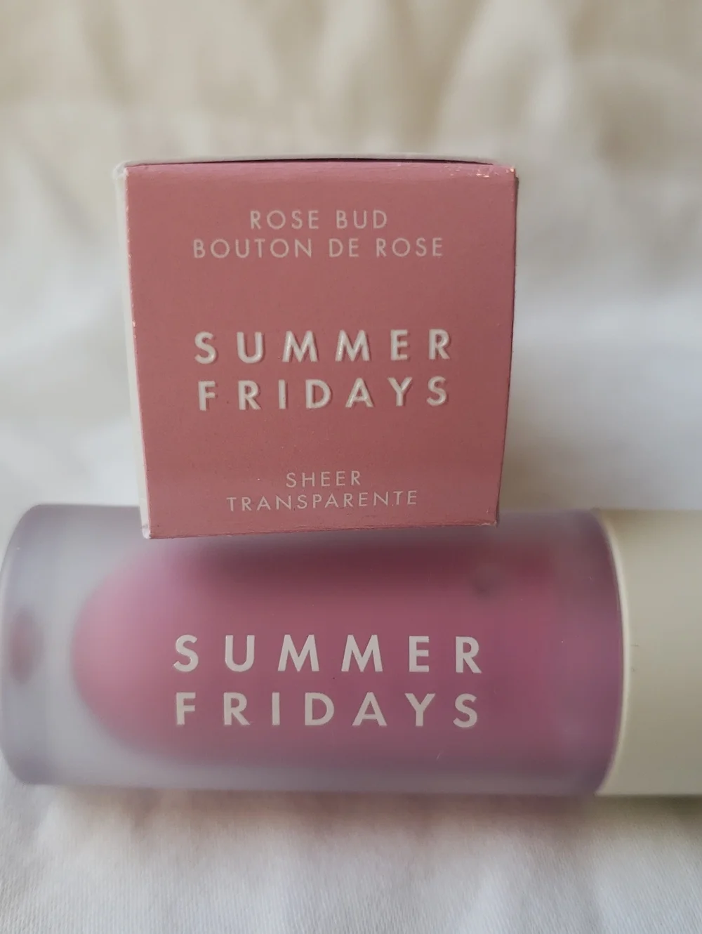 Summer Fridays Dream Lip Oil in Rose Bud sheer cool pink